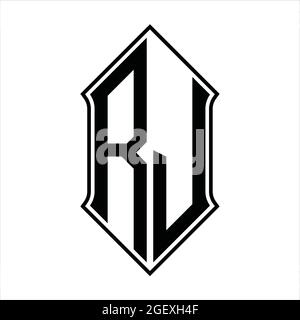 RJ Logo Monogramm mit shieldshape und schwarzen Umriss Design Vorlage Vektor Symbol abstrakt Stock Vektor