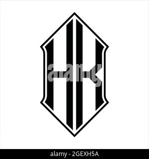 HK-Logo-Monogramm mit shieldshape und schwarzen Umriss Design Vorlage Vektor-Symbol abstrakt Stock Vektor