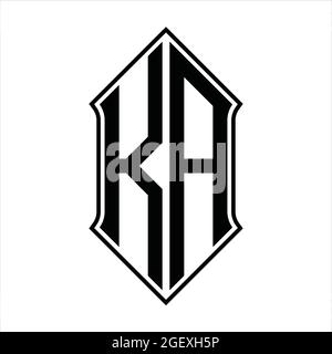 KA Logo Monogramm mit shieldshape und schwarzen Umriss Design Vorlage Vektor-Symbol abstrakt Stock Vektor