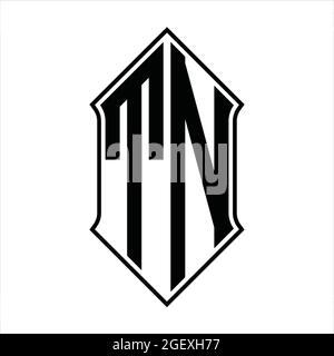 TN Logo Monogramm mit shieldshape und schwarze Umriss Design Vorlage Vektor Symbol abstrakt Stock Vektor