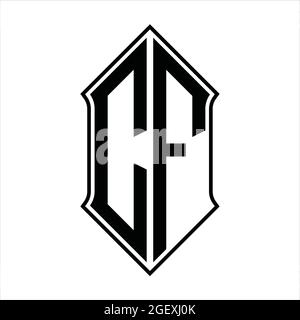 CF Logo Monogramm mit shieldshape und schwarzen Umriss Design Vorlage Vektor-Symbol abstrakt Stock Vektor