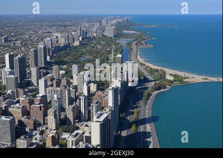 Die Aussichtsplattform von 360 Chicago bietet eine fantastische Aussicht, Chicago IL Stockfoto