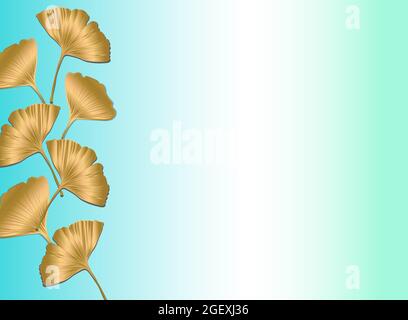 Vektor-Banner Sommer tropischen Flyer-Design mit Blättern von Ginkgo biloba. Tinte Linie Kunst-Design. Ginkgo Biloba Blätter. Stock Vektor