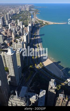 Die Aussichtsplattform von 360 Chicago bietet eine fantastische Aussicht, Chicago IL Stockfoto