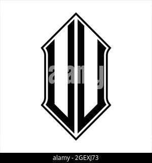 UU Logo Monogramm mit shieldshape und schwarzen Umriss Design Vorlage Vektor-Symbol abstrakt Stock Vektor