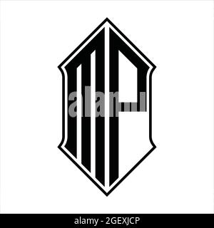 MP Logo Monogramm mit shieldshape und schwarzen Umriss Design Vorlage Vektor Symbol abstrakt Stock Vektor