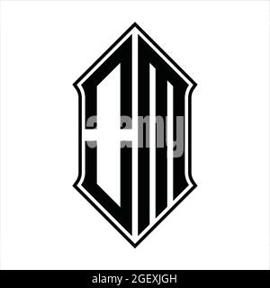 OM Logo Monogramm mit shieldshape und schwarzen Umriss Design Vorlage Vektor-Symbol abstrakt Stock Vektor