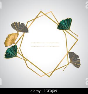 Vektor-Banner Sommer tropischen Flyer-Design mit Blättern von Ginkgo biloba. Tinte Linie Kunst-Design. Ginkgo Biloba Blätter. Stock Vektor