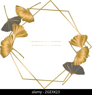 Vektor-Banner Sommer tropischen Flyer-Design mit Blättern von Ginkgo biloba. Tinte Linie Kunst-Design. Ginkgo Biloba Blätter. Stock Vektor