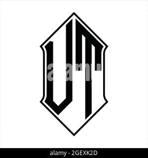 VT Logo Monogramm mit shieldshape und schwarzen Umriss Design Vorlage Vektor Symbol abstrakt Stock Vektor