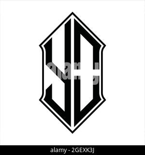 YO Logo Monogramm mit shieldshape und schwarze Umriss Design Vorlage Vektor-Symbol abstrakt Stock Vektor