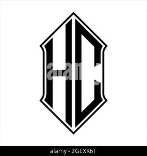 HC Logo Monogramm mit shieldshape und schwarzen Umriss Design Vorlage Vektor-Symbol abstrakt Stock Vektor