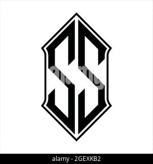 SS Logo Monogramm mit shieldshape und schwarzen Umriss Design Vorlage Vektor-Symbol abstrakt Stock Vektor