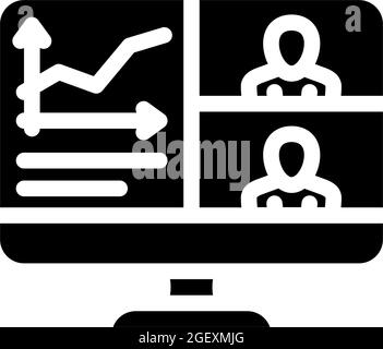 Grafik zur Videokonferenz Glyphen Symbol Vektor Illustration Stock Vektor