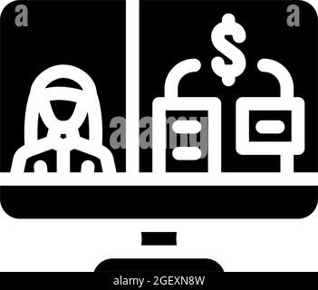 Illustration für Symbole für Geschäftsvideos auf der Glyphe Stock Vektor