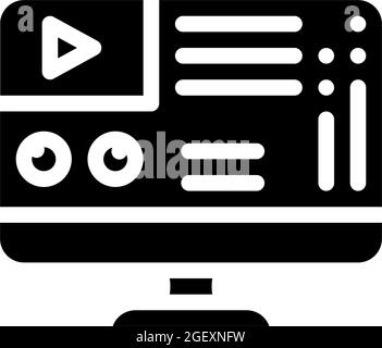 Einstellungen Videokonferenzanruf Glyphen Symbol Vektor Illustration Stock Vektor