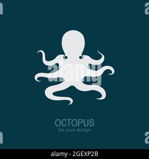 Vektor eines Kraken auf blauem Hintergrund, Vektor-Illustration. Tierlogo. Leicht editierbare Vektorgrafik mit Ebenen. Wilde Tiere. Stock Vektor