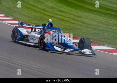 Madison, Illinois, USA. August 2021. ALEX PALOU (10) aus Barcelona, Spanien, praktiziert für die Bommito Automotive Group 500 auf dem World Wide Technology Raceway in Madison, Illinois. (Bild: © Walter G Arce SR Grindstone Medi/ASP über ZUMA Press Wire) Stockfoto