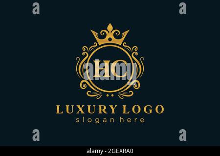 HC Letter Royal Luxury Logo Vorlage in Vektorgrafik für Restaurant, Royalty, Boutique, Cafe, Hotel, Heraldisch, Schmuck, Mode und andere Vektor illustrr Stock Vektor