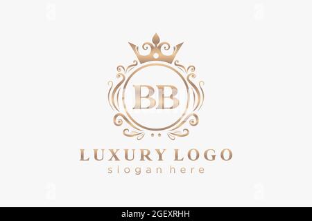 BB Letter Royal Luxury Logo Vorlage in Vektorgrafik für Restaurant, Royalty, Boutique, Cafe, Hotel, Heraldisch, Schmuck, Mode und andere Vektor illustrr Stock Vektor