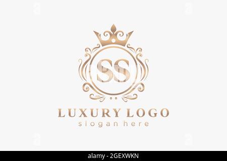 SS Letter Royal Luxury Logo Vorlage in Vektorgrafik für Restaurant, Royalty, Boutique, Cafe, Hotel, Heraldisch, Schmuck, Mode und andere Vektor illustrr Stock Vektor