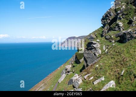 Blick auf das Meer vom Valley of the Rocks Lynmouth Devon Stockfoto