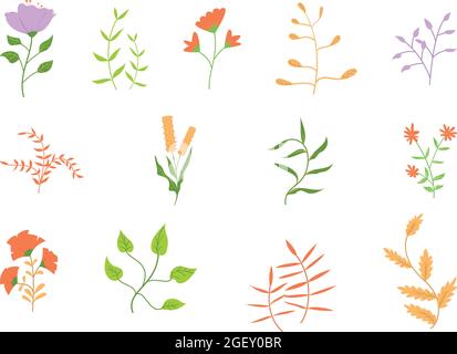 Handgezeichnete Blume in flacher Vektorgrafik Stock Vektor