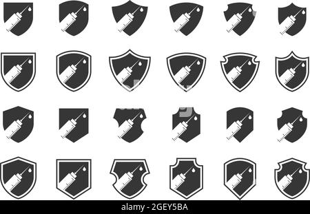 SPRITZENSYMBOL. SCHILDSYMBOL. MODERNE FLACHE VECTOR KOLLEKTION FÜR GESUNDHEIT ODER KRANKENHAUS Stock Vektor