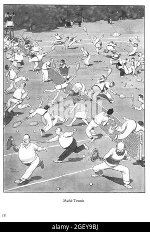 Seite von William Heath Robinson (1872-1944) Erfindungen: Multi Tennis Stockfoto