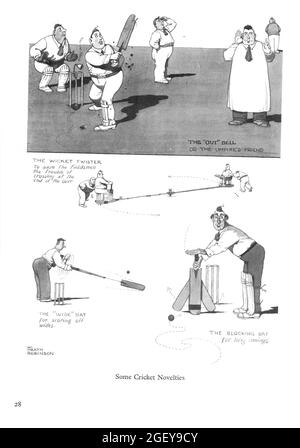 Seite von William Heath Robinson (1872-1944) Erfindungen: Einige Cricket-Neuheiten Stockfoto