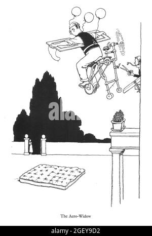 Seite von William Heath Robinson (1872-1944) Erfindungen: Die Aero-Witwe Stockfoto