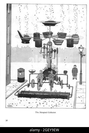 Seite von William Heath Robinson (1872-1944) Inventions: The Shrapnel Collector Stockfoto