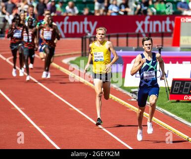 21. August 2021 Eugene ODER USA: Jakob Ingebrigtsen gewinnt die bowerman Mile während des Nike Prefontaine Classic bei Hayward Field Eugene oder Thurman James/CSM Stockfoto