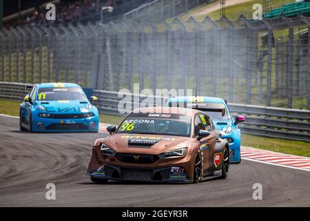 96 Azcona Mikel (Spa), Zengo Motorsport, Cupra Leon Competicion TCR, Aktion während des FIA WTCR Race 2021 in Ungarn, 4. Lauf des FIA World Touring Car Cup 2021, Hungaroring, vom 20. Bis 22. August 2021 in Budapest - Foto Grégory Lenormand / DPPI Stockfoto