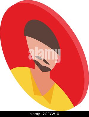 Isometrievektor für junges Avatar-Symbol. Menschen stehen vor der Wand. Man-Benutzer Stock Vektor