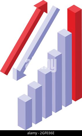 Finanzerfolgsdiagramm Symbol isometrischer Vektor. Wachstumspfeil. Finanzdiagramm Stock Vektor