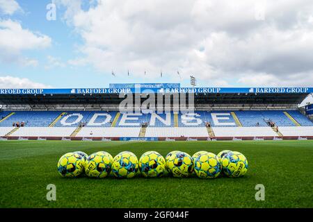 Odense, Dänemark. August 2021. Das Stadion Nature Energy Park ist bereit für das 3F Superliga-Spiel zwischen Odense Boldklub und Broendby IF in Odense. (Foto: Gonzales Photo/Alamy Live News Stockfoto