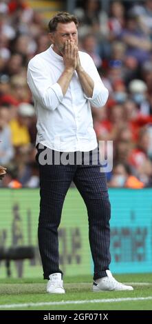 Southampton, Großbritannien. August 2021. Gegen Ralph Hasenhuttl-Manager von Southampton während des Spiels der Premier League im St. Mary's Stadium, Southampton. Bildnachweis sollte lauten: Paul Terry/Sportimage Kredit: Sportimage/Alamy Live News Stockfoto