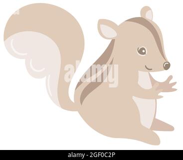 Eichhörnchen nimmt eine Eichel. Vektorgrafik. Alphabet-Karte. Niedliche Cartoon Tier Karte. Stock Vektor