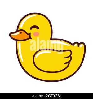 Süßes gelbes Gummiducky im einfachen Cartoon-Stil. Vektor Spielzeug Ente Illustration. Stock Vektor