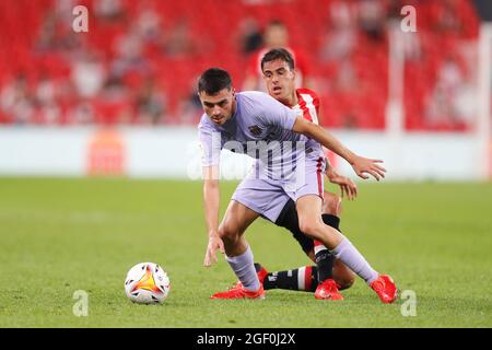 Bilbao, Spanien. August 2021. Pedri (Barcelona) Fußball: Spanisches Spiel „La Liga Santander“ zwischen dem Athletic Club de Bilbao 1-1 FC Barcelona im Estadio San Mames in Bilbao, Spanien. Quelle: Mutsu Kawamori/AFLO/Alamy Live News Stockfoto