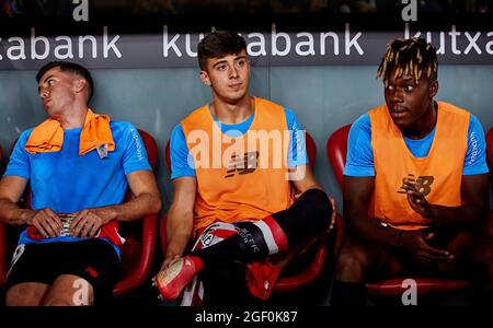 Nico Serrano vom Athletic Club während des Fußballspiels der spanischen Meisterschaft La Liga zwischen dem Athletic Club und dem FC Barcelona am 21. August 2021 im Stadion San Mames in Bilbao, Spanien - Foto Inigo Larreina / Spanien DPPI / DPPI Stockfoto