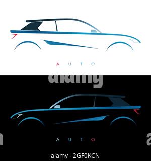 Design blaues Auto. Konzeptfahrzeug. Vektorgrafik. Stock Vektor