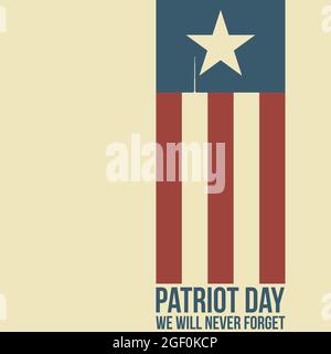 Patriot Day. Zwei Zwillingstürme auf der Flagge abgebildet. Stock Vektor