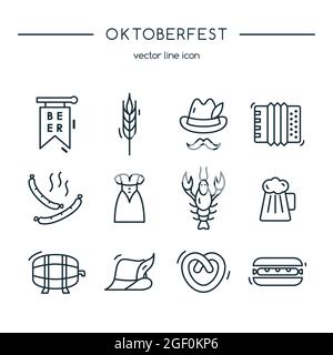 Oktoberfest Icons Line Set. Vektorgrafik. Stock Vektor