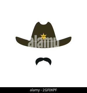 Sheriffs Kopf. Cowboy-Symbol. Vektorgrafik. Stock Vektor