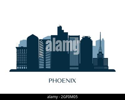 Skyline von Phoenix, monochrome Silhouette. Vektorgrafik. Stock Vektor