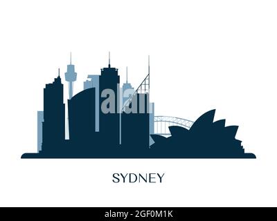 Skyline von Sydney, monochrome Silhouette. Vektorgrafik. Stock Vektor