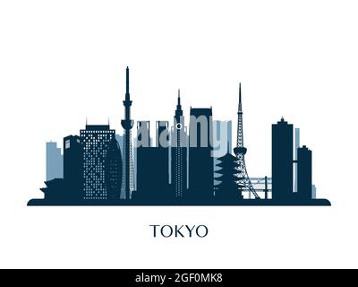 Skyline von Tokio, monochrome Silhouette. Vektorgrafik. Stock Vektor