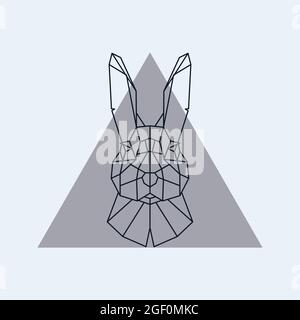 Geometrischer Kopf eines Hasen. Vektorgrafik. Stock Vektor